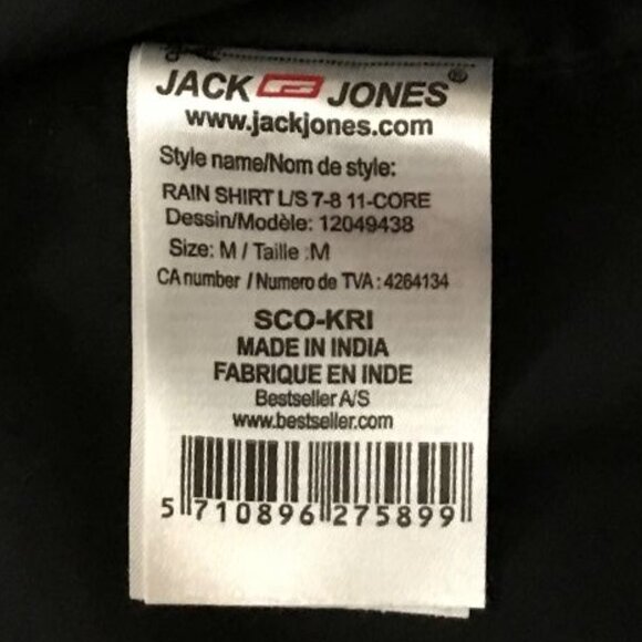 Jack & Jones Rain Shirt L/S Core Black Dress Shirt Men’s M - Picture 7 of 10